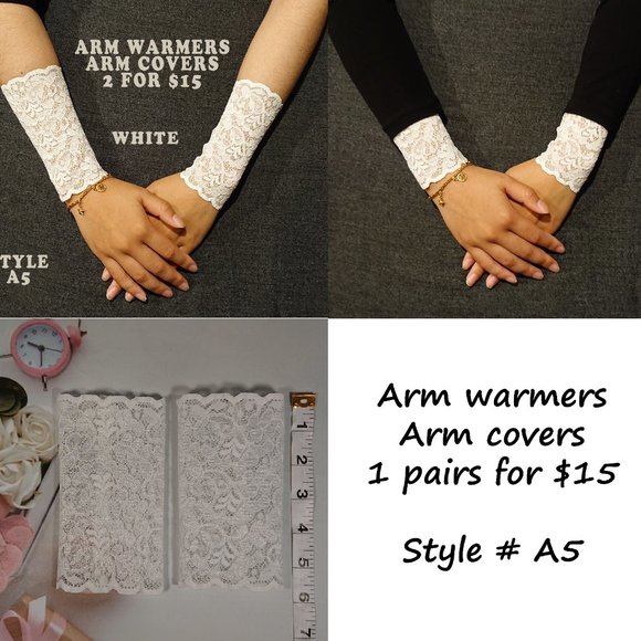 Lace fingerless evening gloves, Arm warmers, Arm Covers, Sleeve Extender - Picture 6 of 7